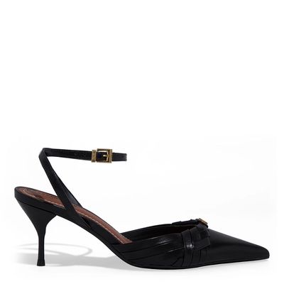 Scarpin Couro Confort Salto Agulha Preto