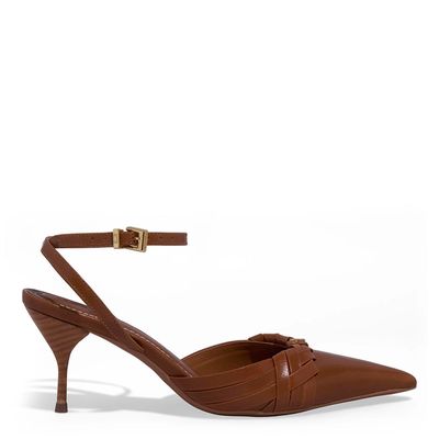 Scarpin Couro Confort Salto Agulha Caramelo