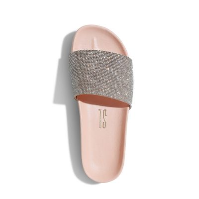 Chinelo Slide Borracha Rosa Brilho