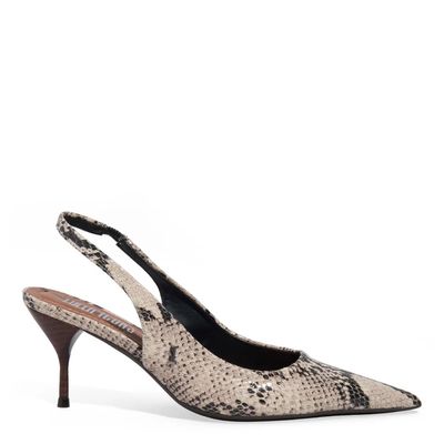 Scarpin Couro Salto Agulha Animal Print Cobra