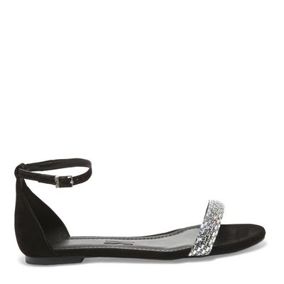 Rasteira Floater Tira Strass Preta