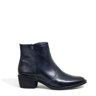 Bota Azul Couro Bico Fino