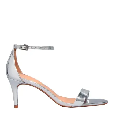Sandália Metalizada Prata Salto Fino