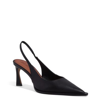 Scarpin Slingback Couro Salto Fino Preto