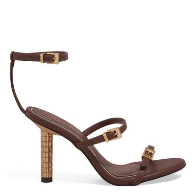 Sandália Napa Soft Salto Fino Marrom Terra
