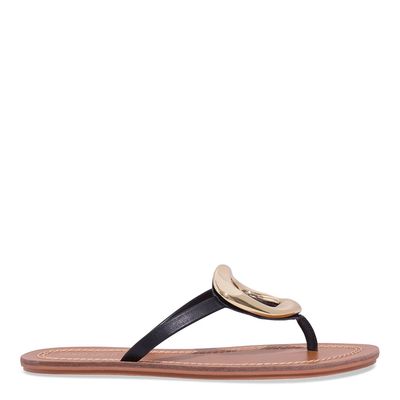 Rasteira Couro Mestiço Preta