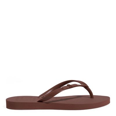 Chinelo Borracha Bico Fino Marrom Brown