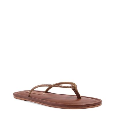 Rasteira Napa Soft Bico Redondo Brilho Strass Marrom