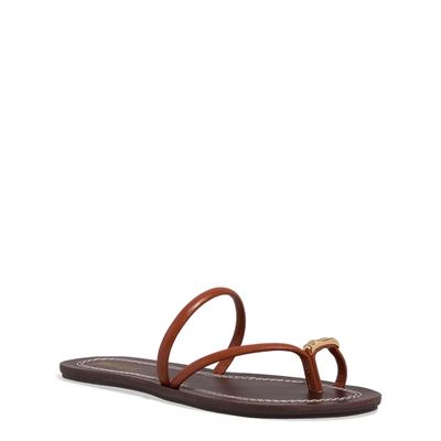 Rasteira Couro Nobre Metal Bold Marrom Brick