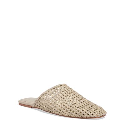 Mule Mocassim Tramado Bico Quadrado Bege