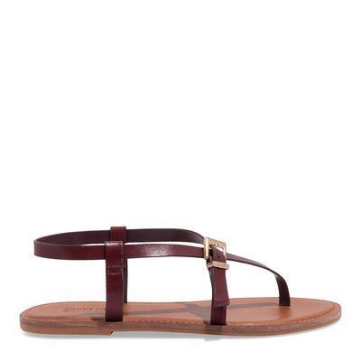 Rasteira Couro Nobre Soft Vermelho Merlot