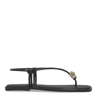 Rasteira Napa Soft Bico Quadrado Preta