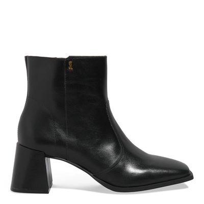 Bota Couro Nobre Soft Cano Curto Salto Grosso Preta