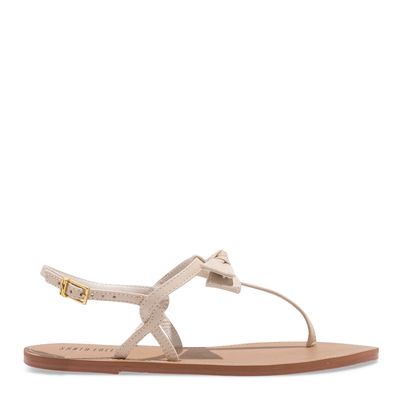 Rasteira Laço Couro Confort Off White