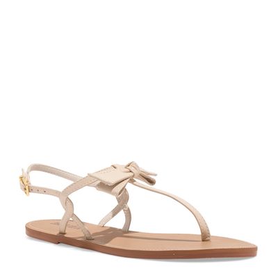 Rasteira Laço Couro Confort Off White