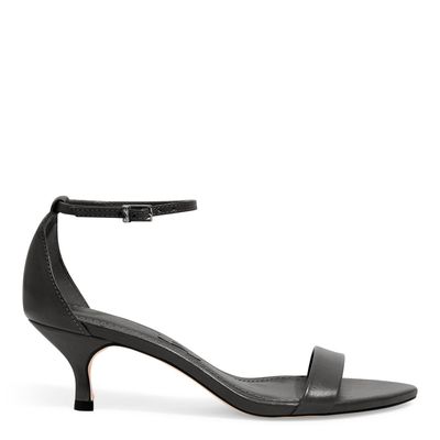 Sandália Couro Soft Salto Baixo Preta