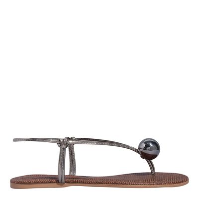 Rasteira Metalizada Cinza Grafite