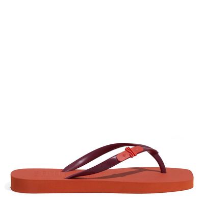 Chinelo Borracha Bico Quadrado Laranja Flame