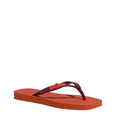 Chinelo Borracha Bico Quadrado Laranja Flame