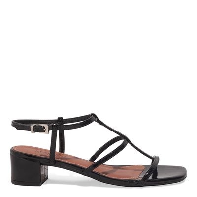 Sandália Verniz Salto Bloco Preta