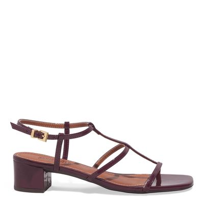 Sandália Verniz Salto Bloco Vermelho Marsala