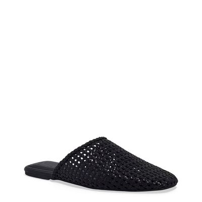 Mule Mocassim Tramado Bico Quadrado Preta