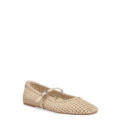 Sapatilha Boneca Tramado Bico Quadrado Bege