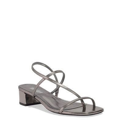 Sandália Metalizada Reflexo Salto Bloco Prata