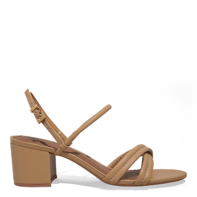 Sandália Napa Soft Salto Bloco Bege