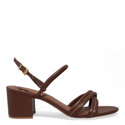Sandália Napa Soft Salto Bloco Marrom