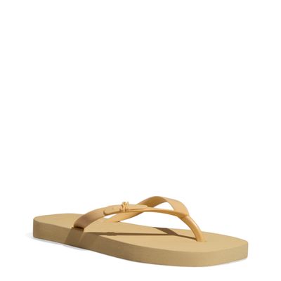 Chinelo Borracha Bico Quadrado Bege Claro