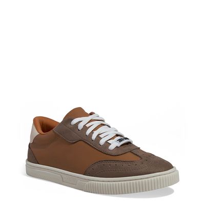 Tênis Couro Camurça Marrom e Caramelo