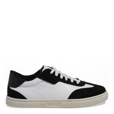 Tênis Couro Camurça Preto e Branco