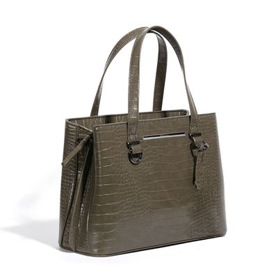Bolsa Croco Alto Brilho Verde Militar