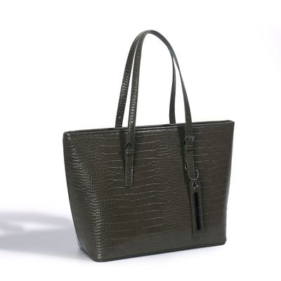 Shopper Croco Alto Brilho Verde Militar
