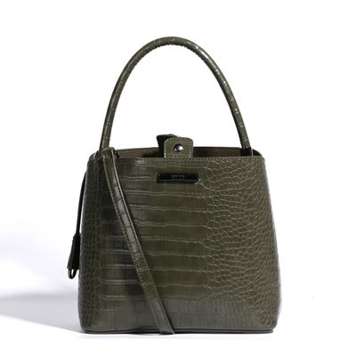 Bolsa Croco Alto Brilho Verde Militar