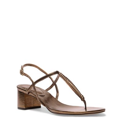 Sandália Metalizada Bronze Salto Baixo