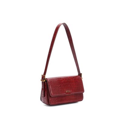 Bolsa Pequena Croco Vermelho Berry Alça De Ombro