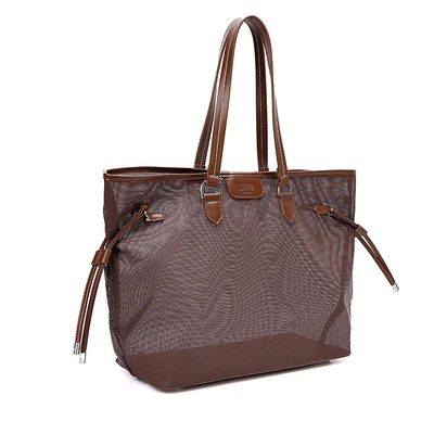 Bolsa Shopper Tela Marrom Dark Alça De Ombro