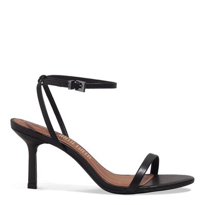 Sandália Couro Pelica Soft Preto Salto Alto Fino