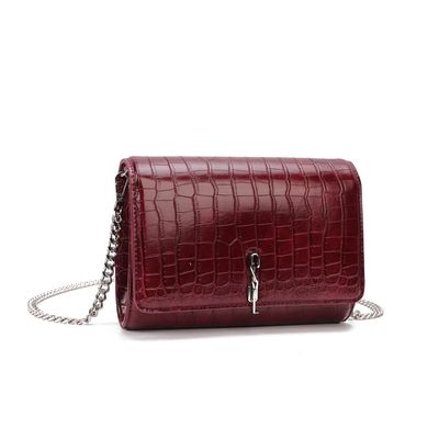 Bolsa Carteira Com Caixa Transversal Croco Roxo Berry