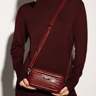 Bolsa Pequena Croco Roxo Berry Alça Transversal