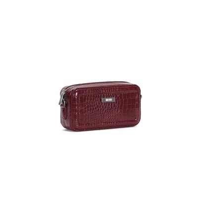 Bolsa Pequena Croco Roxo Berry Alça Transversal