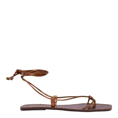 Rasteira Amarração Metalizada Bronze