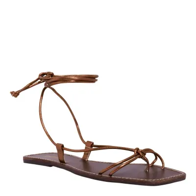 Rasteira Amarração Metalizada Bronze