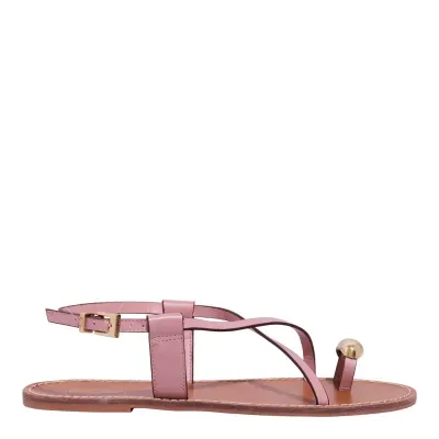 Rasteira De Dedo Couro Nobre Soft Pespontos Rosa