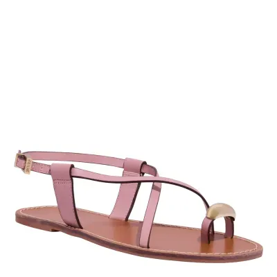 Rasteira De Dedo Couro Nobre Soft Pespontos Rosa