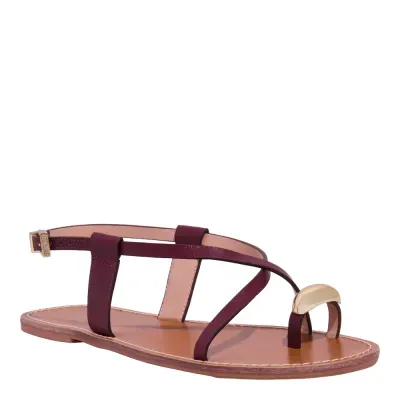 Rasteira De Dedo Couro Nobre Soft Pespontos Roxa