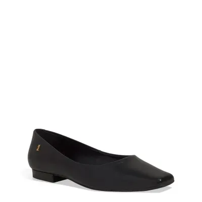 Sapatilha Couro Confort Bico Quadrado Preta