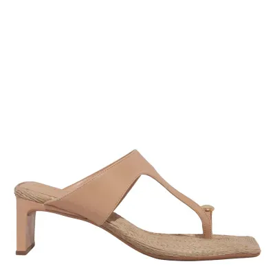 Mule De Dedo Couro Confort Bico Quadrado Bege